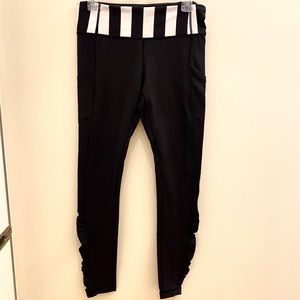 Lululemon Black Leggings with Stripe Detail Size 8
